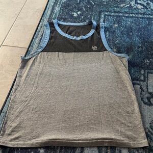 Matix Black and Gray Colorblock Tank with Light Blue Trim